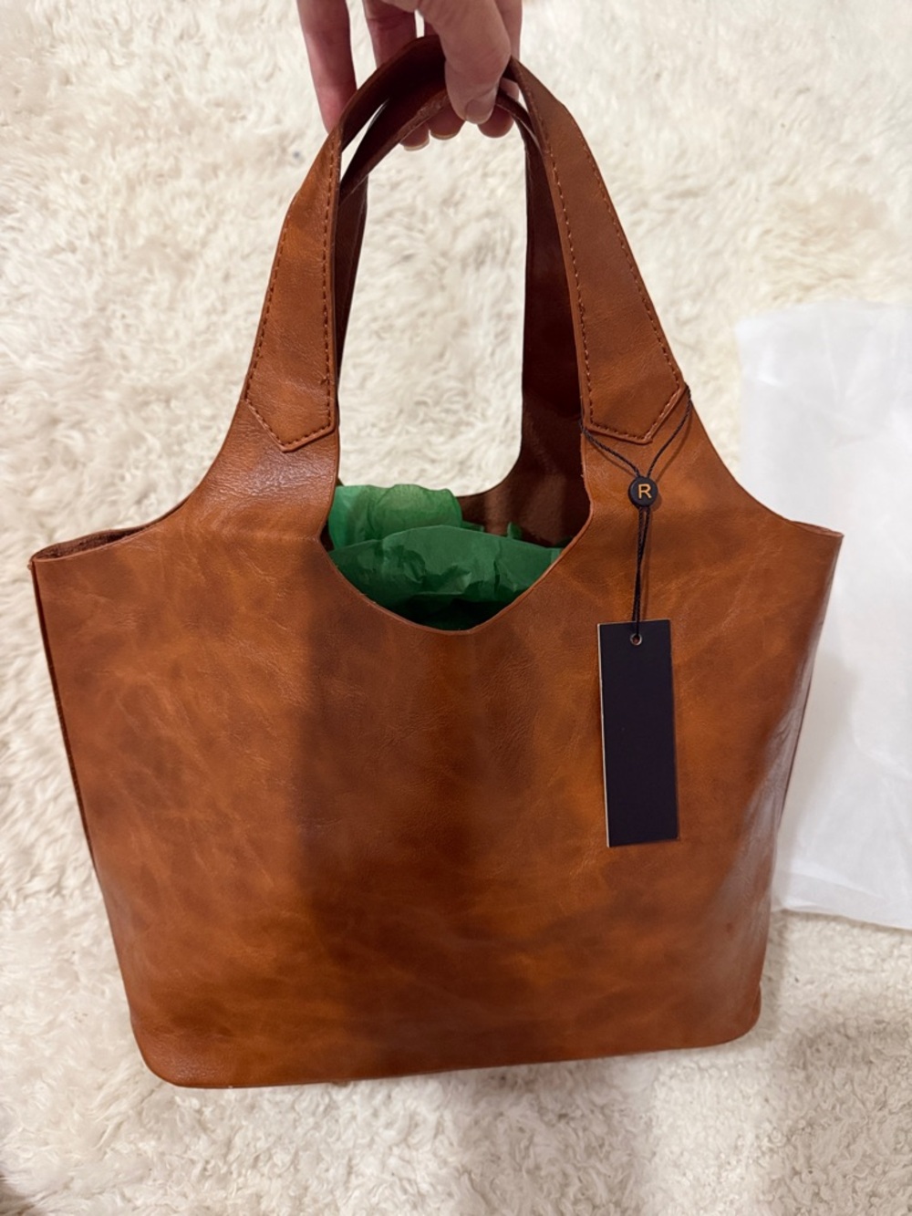 NWT - Classic Brown Tote Bag - Soft Faux Leather